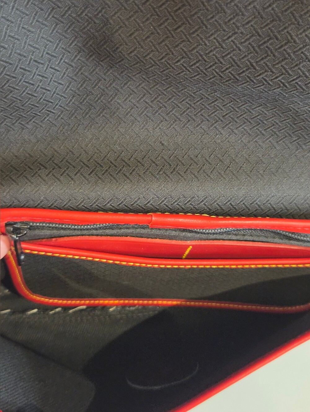 Dooney & Bourke Denim & Red Leather Crossbody Flap Bag - Vintage Made in USA - Picture 13 of 14